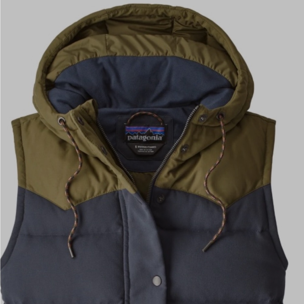 Patagonia Women's Two-Tone Bivy Puffer Vest - Green and Slate Blues